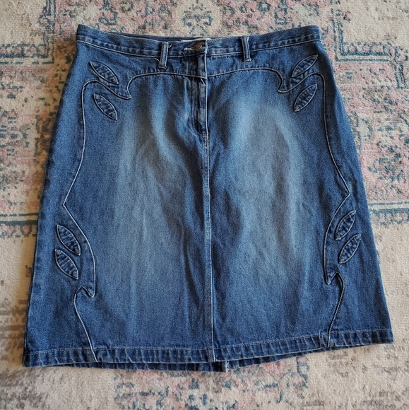 Faded Glory Vintage Y2K 90's Midi Blue Denim Skirt Women's Size 16 Boho Chic - Picture 5 of 8